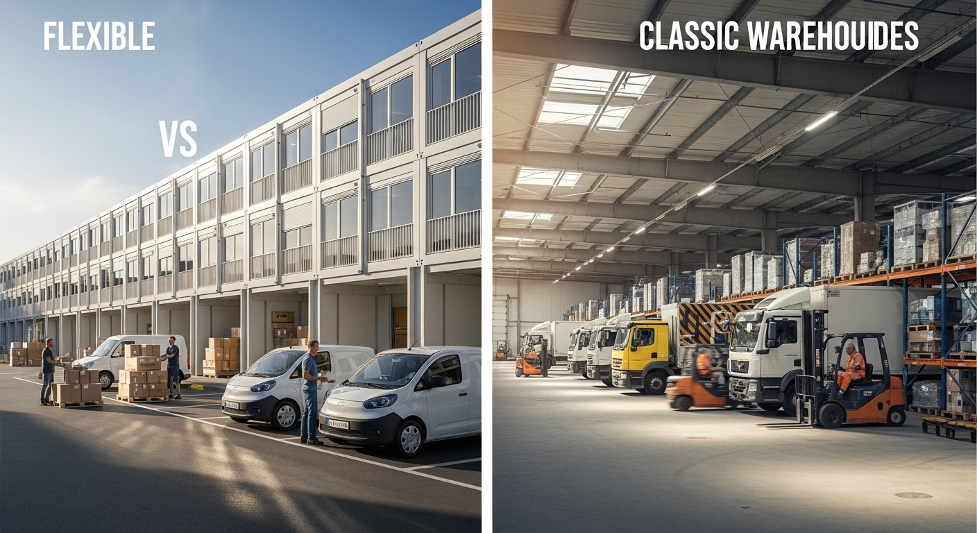 Comparaison entrepôt flexible vs location classique en logistique